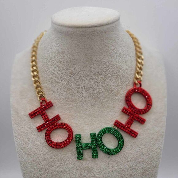 Betsey Johnson HO HO HO Crystal Necklace NWT!  NEW! - Picture 1 of 9